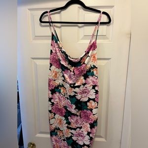 Drape front floral cross back dress